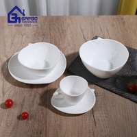 Vente en gros 190ml tasses en verre opale avec soucoupe pour le thé et le café vaisselle en verre opale personnalisée pour le service de dîner en famille