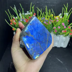 天然水晶自由形态愈合石工艺蓝色闪光拉布拉多自由形态