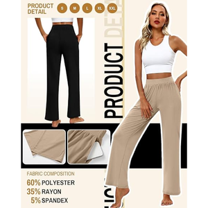 Pantalones Deportivos Ultra Suaves para Mujer, Pantalones de Yoga Atléticos con Bolsillos, Ligeros y Cómodos para Hacer Ejercicio o Estar en Casa - Product Image 1