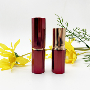Tubo de Lápiz Labial Vacío de Aluminio, Fabricación Profesional, Diseño Vertical con Rayas Gruesas, Color Rojo Cepillado, Parte Superior Plana y Redonda, OEM - Product Image 6