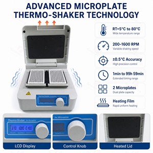 Agitateur Thermo-Shaker Numérique de Précision pour Microplaques, Capacité 2 Plaques, 1600 tr/min, Chauffage 80°C, pour Laboratoire, Incubateur Orbital, Mélangeur, Course Orbitale 3mm - Product Image 6