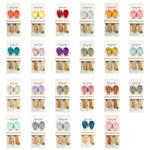 Juego de Cuchara y Tenedor de Silicona para Bebés, Sin BPA, con Mango de Madera, Resistente al Calor, para la Alimentación Independiente - Product Image 6