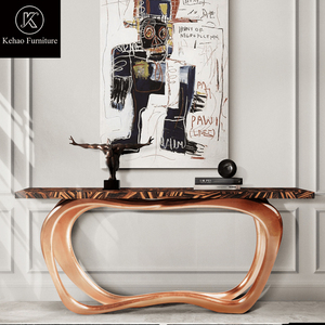 <span class=keywords><strong>Consola</strong></span> de Lujo Personalizada para Salas de Estar y <span class=keywords><strong>Comedor</strong></span>, con Cubierta de Mármol Exclusiva, Base de Hoja de Cobre y Acabado de Alto Brillo, Muebles para el Hogar - Product Image 1