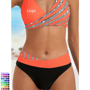 2026 nouveau Design <span class=keywords><strong>taille</strong></span> basse écologique Spandex/Polyester deux pièces femmes Bikini <span class=keywords><strong>maillot</strong></span> <span class=keywords><strong>de</strong></span> <span class=keywords><strong>bain</strong></span> avec cristal en gros Bikini personnalisé - Product Image 2