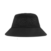 Chapeau Bob Noir Respirant à Trous Séchage Rapide, Grande Bordure Réglable Anti-UV, Unisexe, pour Sports de Plein Air, Chapeau de Papa