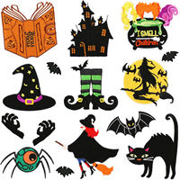 Patch en tissu polyester brodé sur le thème d'Halloween : Chat fantôme, Château d'horreur, Autocollant Sorcière, Vampire, Chauve-souris pour vêtements