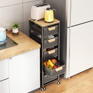 4 Tiers Rolling Kitchen Cart Organizer with 4 <b>Drawers</b> & Wheels Home Storage Cabinet <b>Trolley</b> - Product Image 5