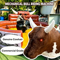 EASYFUN Peralatan Hiburan Rodeo Banteng Mekanik Tiup Mewah Berbahan Bulu Sapi Asli yang Dapat Disesuaikan untuk Pabrik Penyewaan