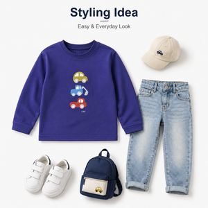 <span class=keywords><strong>Sudadera</strong></span> de punto 100% algodón para niños, estampado de excavadora y camión, manga larga, transpirable, informal, para verano 2026, tallas 2-8 años, venta al por mayor - Product Image 4