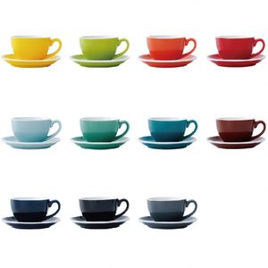 European Style Ceramic Coffee <b>Cup</b> Saucer Set 220CC <b>Large</b> Capacity White Rim Creative for Cappuccino Latte Frothing <b>Cup</b> - Product Image 5