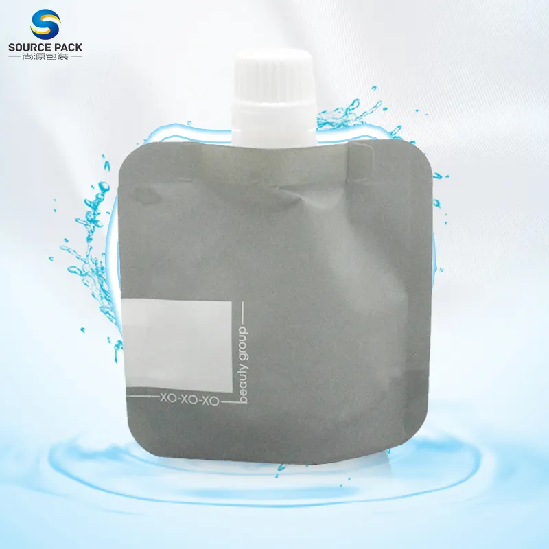 Pochette à bec debout pour liquide personnalisée pochette cosmétique en papier kraft de stockage de liquide avec bec pour produit de soin de la peau