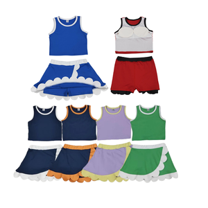 Ensembles de yoga et de sport pour bébés filles, prêts à être expédiés : hauts sans manches, jupes à volants et shorts - Product Image 5