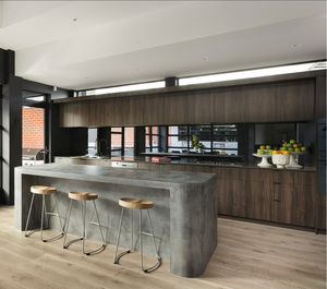Gabinetes de cocina de estilo contemporáneo de dos enredos con acabado mate mixto de grano de madera con renderizado <span class=keywords><strong>3D</strong></span> vívido - Product Image 3