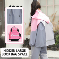 Imperméable réfléchissant tendance pour enfants, ensemble veste et pantalon imperméables en nylon avec compartiment pour sac à dos