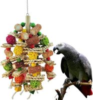 Mainan Gigit Gantung untuk Burung Besar - Kayu Alami dan Tongkol Jagung untuk African Gray Macaws, Mainan Burung Peliharaan Terlaris