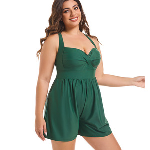 Maillot de bain une pièce grande taille pour femme avec poches, coupe classique, orné de cristaux sur la taille avant pour une meilleure couverture - Product Image 3
