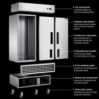 Réfrigérateur commercial électrique Wetruth à double porte, en acier inoxydable, homologué ETL, réfrigérateur vertical automatique