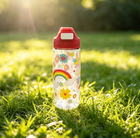 Bouteille d'eau en plastique portable de 600 ml avec poignée, motif dessin animé, pour enfants, vente en gros, pour usage quotidien