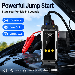 Portable <b>Car</b> Air Compressor Tire Inflator with Jump Starter LED Light Powerbank SOS Rescue Digital Pressure Gauge 150PSI OEM ODM - Product Image 1