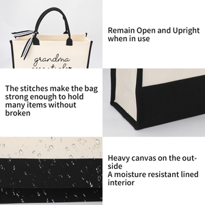 Custom Printed Canvas Tote <b>Bag</b> with Black Trim and <b>Long</b> Handles - Product Image 3