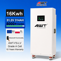Batterie LiFePO4 verticale/empilable AWT 16 kWh 51,2 V 314 Ah avec BMS JK pour système de stockage d'énergie solaire domestique, entrepôt Pologne, DDP sans taxes
