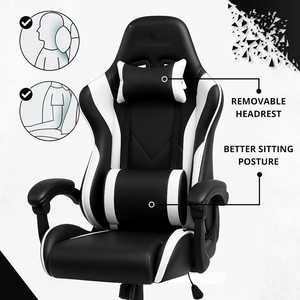 Chaise de jeu inclinable colorée, chaise de jeu RGB avec lumières et haut-parleurs, chaise de course Predator en cuir PU avec repose-pieds - Product Image 4