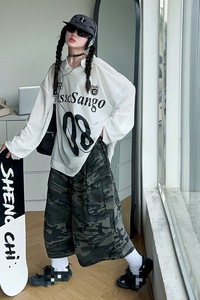 <span class=keywords><strong>Pantaloni</strong></span> mimetici corti lavati da ragazza alla moda Hip Hop estivo - Product Image 3