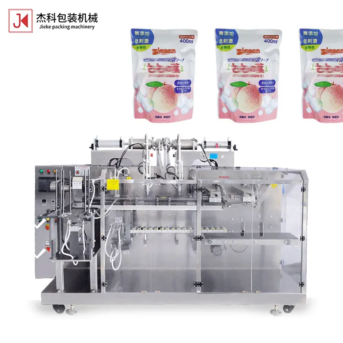 JIEKE Automatic Plastic Premade Bag Packaging Filling suction nozzle Pouch cream yogurt uht Milk Doypack Packing Machine