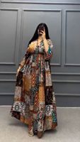 Robe décontractée de grande taille à la mode imprimée de style ethnique d'automne Robe longue africaine élégante de rue haute