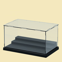 Boîte de présentation pour blocs de construction transfrontalière en plastique ABS transparent anti-poussière pour rangement de poupées et jouets de construction