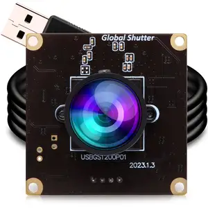 1200P Global Shutter USB Module Camera High Speed 90fps 1920x1200 AR0234 Color Image Webcam with Wide Angle No Distortion Lens