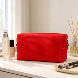 Waffle Cotton Cosmetic <b>Bag</b> Large Capacity Waterproof <b>Travel</b> Makeup Pouch Custom Logo <b>Women</b> Toiletry Storage <b>Bag</b> - Product Image 4