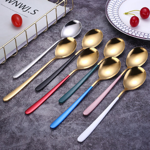 Cuchara de Postre Coreana de Acero Inoxidable 304, Cuchara para Mezclar de Mango Largo, Portátil para Uso en Restaurantes - Product Image 4