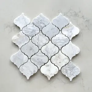 Carreaux de cuisine en mosaïque de pierre de marbre de Carrare au jet d'eau Kewent