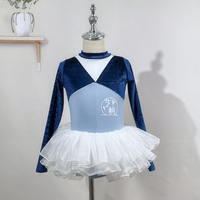 Nouveautés String brillant d'usine professionnel Vêtements d'entraînement de ballet Justaucorps de danse bleu pour filles