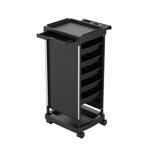 Chariot de salon de coiffure en plastique avec roulettes, déplacement facile, design moderne, noir - Product Image 1