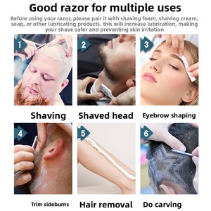 <span class=keywords><strong>Rasoio</strong></span> a Lama Singola in Acciaio Inossidabile Stile Antico, Manuale, per Rasatura Maschile e Taglio Capelli, <span class=keywords><strong>Rasoio</strong></span> da <span class=keywords><strong>Barbiere</strong></span> per Viso e Sopracciglia - Product Image 4