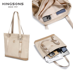 Kingsons Tote Bag Apricot Black Minimalist Eco-friendly Everyday Women's Bag - Product Image 3