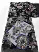 Tissu en dentelle brodée florale de luxe 100% polyester élastique style français