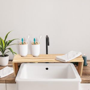 Mensola da <span class=keywords><strong>bagno</strong></span> CF Farmhouse da posizionare sopra il lavello, organizer portaoggetti <span class=keywords><strong>in</strong></span> <span class=keywords><strong>legno</strong></span>, supporto <span class=keywords><strong>per</strong></span> sapone, decorazione <span class=keywords><strong>per</strong></span> cucina e <span class=keywords><strong>bagno</strong></span>, mensola decorativa da appoggio - Product Image 2