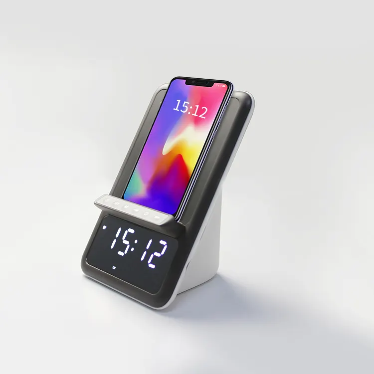10W Wireless Charging Alarm Clock Radio Bluetooth Speaker With Microphone Gadgets Electronic Bluetooth Speaker Box