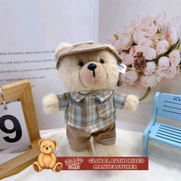 Boneka Beruang Teddy dengan Pakaian dan Topi Matahari, Bahan Katun dan Poliester yang Lembut dan Nyaman