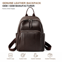 Sac en cuir véritable pour les étudiants, avec plusieurs poches zippées, sacs à dos décontractés pour femmes, pour les voyages quotidiens, ODM personnalisé