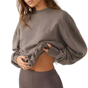 Sudadera Deportiva de Felpa para Mujer, Cuello Redondo, Algodón, Talla Grande, Venta al Por Mayor - Product Image 3