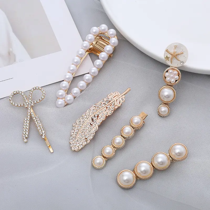Pearl Hair Clips Pin New Design INS Hot Selling Gold Metal Hairclips Ladies Fashion Custom Luxury Jewelry Clips Hair Accessories