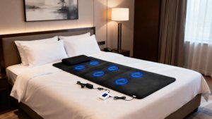 Tapis <span class=keywords><strong>chauffant</strong></span> relaxant pour le corps entier Healthymate 60*200 cm, tapis de guérison par fréquence magnétique, tapis énergétique en cristal naturel à sept chakras - Product Image 5
