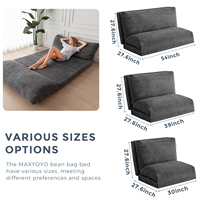 Sofá Cama Convertible de Corduroy Gris Jumbo, Sofá Lounge Plegable de 2 Plazas con Respaldo Ajustable para Sala de Estar o Dormitorio