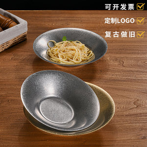 จานสแตนเลสทรงลึกแบบวินเทจสำหรับเสิร์ฟพาสต้า กาแฟ และชาในโรงแรม - Product Image 2