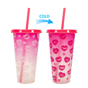 Christmas Themed Color <strong>Changing</strong> Mug PP Coffee Mug Single Layer Temperature Sensitive Color <strong>Changing</strong> Straw Mug - Product Image 4