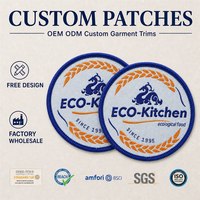 Écusson 3D personnalisé en denim tissé avec logo, motifs en tissu, étiquette tissée douce pour jeans, vestes et accessoires vestimentaires